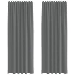 Berkfield Home Voile Curtains with Rod Pockets 2 pcs Dark Grey - thumbnail 1
