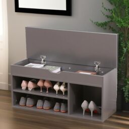 Pirlo Plush Shoe Storage Bench 60CM in Grey - thumbnail 5