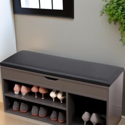 Pirlo Plush Shoe Storage Bench 60CM in Grey - thumbnail 4