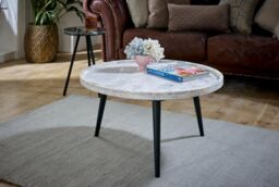 IH Design Tilden Coffee Table With White Marble Top & Metal Legs - thumbnail 4