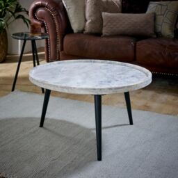 IH Design Tilden Coffee Table With White Marble Top & Metal Legs - thumbnail 2
