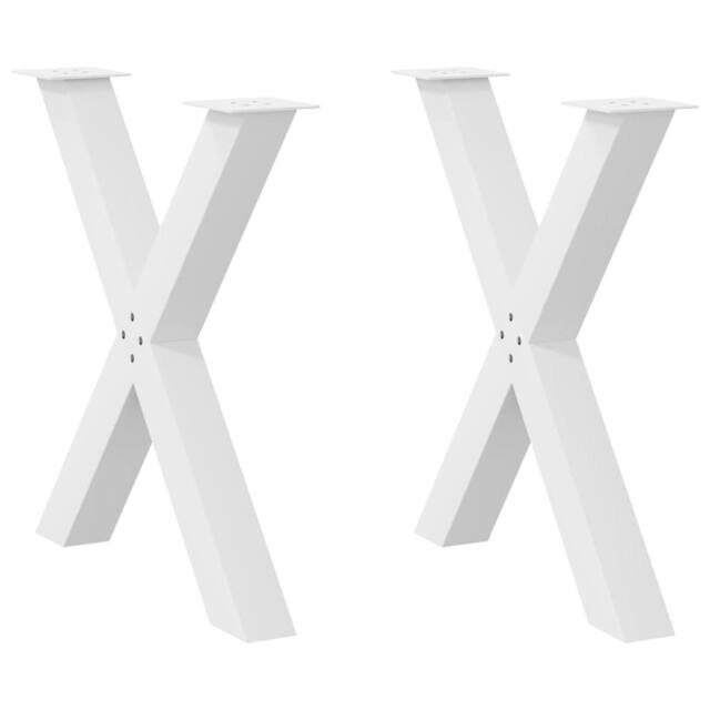 Berkfield Home Dining Table Legs X-Shaped 2 pcs White 70x(72-73) cm Steel - image 1