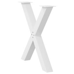 Berkfield Home Dining Table Legs X-Shaped 2 pcs White 70x(72-73) cm Steel - thumbnail 4