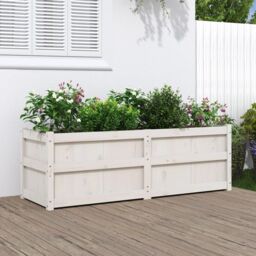 Berkfield Home Garden Planter White 150x50x50 cm Solid Wood Pine - Size: 150 x 50 x 50 cm - thumbnail 1