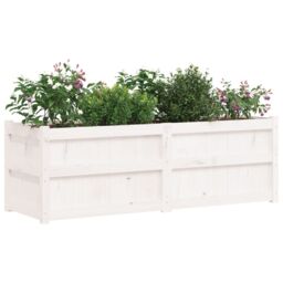 Berkfield Home Garden Planter White 150x50x50 cm Solid Wood Pine - Size: 150 x 50 x 50 cm - thumbnail 4