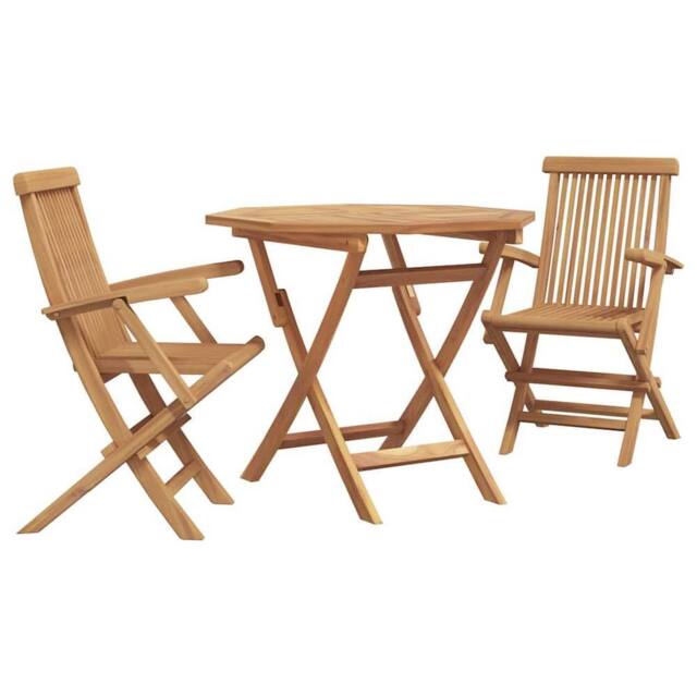 Berkfield Home 3 Piece Folding Garden Bistro Set Solid Wood Acacia in Beige - image 1