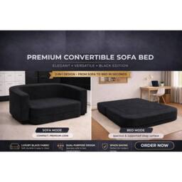 KDMD Emma Black 2 Seater Sofa Bed - thumbnail 4