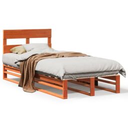 Berkfield Home Bed Frame without Mattress Wax Brown 90x200 cm Solid Wood Pine - thumbnail 2