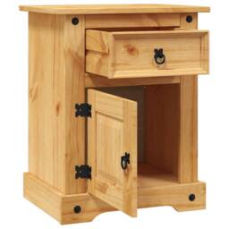 Berkfield Home Bedside Cabinet Mexican Pine Corona Range 53x39x66 cm in Light Tan - Size: 53 x 39 x 66 cm - thumbnail 5