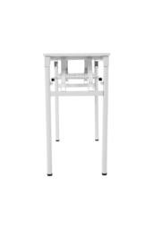 Living and Home Foldable 100 x 40cm 2-tier Office Desk with Adjustable Foot Pads in White - Size: 100 x 40 cm - thumbnail 4