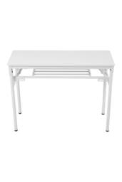 Living and Home Foldable 100 x 40cm 2-tier Office Desk with Adjustable Foot Pads in White - Size: 100 x 40 cm - thumbnail 3