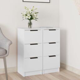 Berkfield Home Sideboards 2 pcs White 30x30x70 cm Engineered Wood - Size: 30 x 30 x 70 cm - thumbnail 1