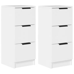 Berkfield Home Sideboards 2 pcs White 30x30x70 cm Engineered Wood - Size: 30 x 30 x 70 cm - thumbnail 2