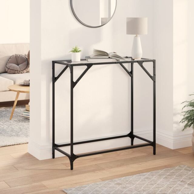 Berkfield Home Console Table with Transparent Glass Top 80x35x81 cm Steel in Brown - Size: 80 x 35 x 81 cm - image 1