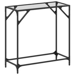 Berkfield Home Console Table with Transparent Glass Top 80x35x81 cm Steel in Brown - Size: 80 x 35 x 81 cm - thumbnail 2