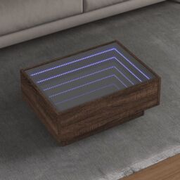 Berkfield Home Coffee Table with LED Brown Oak 70x50x30 cm Engineered Wood - Size: 70 x 50 x 30 cm - thumbnail 1