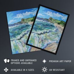 "Artery8 Scarborough North Bay Abstract Coastal Landscape Wall Art Print in Blue - Size: W24"" x H32""" - thumbnail 2