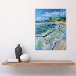 "Artery8 Scarborough North Bay Abstract Coastal Landscape Wall Art Print in Blue - Size: W24"" x H32""" - thumbnail 4