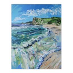 "Artery8 Scarborough North Bay Abstract Coastal Landscape Wall Art Print in Blue - Size: W24"" x H32""" - thumbnail 1
