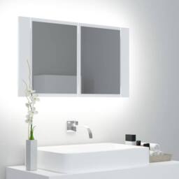 Berkfield Home LED Bathroom Mirror Cabinet White 80x12x45 cm - Size: 80 x 12 x 45 cm - thumbnail 2