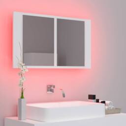 Berkfield Home LED Bathroom Mirror Cabinet White 80x12x45 cm - Size: 80 x 12 x 45 cm - thumbnail 5