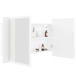 Berkfield Home LED Bathroom Mirror Cabinet White 80x12x45 cm - Size: 80 x 12 x 45 cm - thumbnail 7