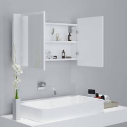 Berkfield Home LED Bathroom Mirror Cabinet White 80x12x45 cm - Size: 80 x 12 x 45 cm - thumbnail 6