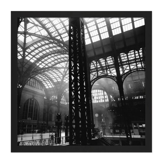 "Artery8 Wall Art Print Abbott Penn Station Interior New York Old Photo Square Framed Picture 16X16 Inch in Black - Size: W16"" x H16""" - image 1