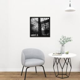 "Artery8 Wall Art Print Abbott Penn Station Interior New York Old Photo Square Framed Picture 16X16 Inch in Black - Size: W16"" x H16""" - thumbnail 2