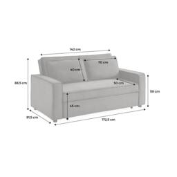 sweeek 2-seater Corduroy Sofa Bed in Grey - thumbnail 5