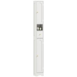 HOMCOM 20cm Slim Bathroom Storage Cabinet with Adjustable Shelves White - thumbnail 2