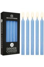 Deco Express Set Of 15 Taper Rustic Taper Candles in Blue