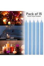 Deco Express Set Of 15 Taper Rustic Taper Candles in Blue - thumbnail 6