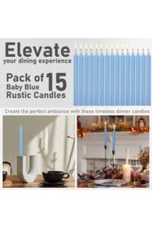 Deco Express Set Of 15 Taper Rustic Taper Candles in Blue - thumbnail 4
