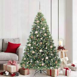 Berkfield Home Artificial Christmas Tree with 300 LEDs Green 180 cm PE & PVC - thumbnail 1