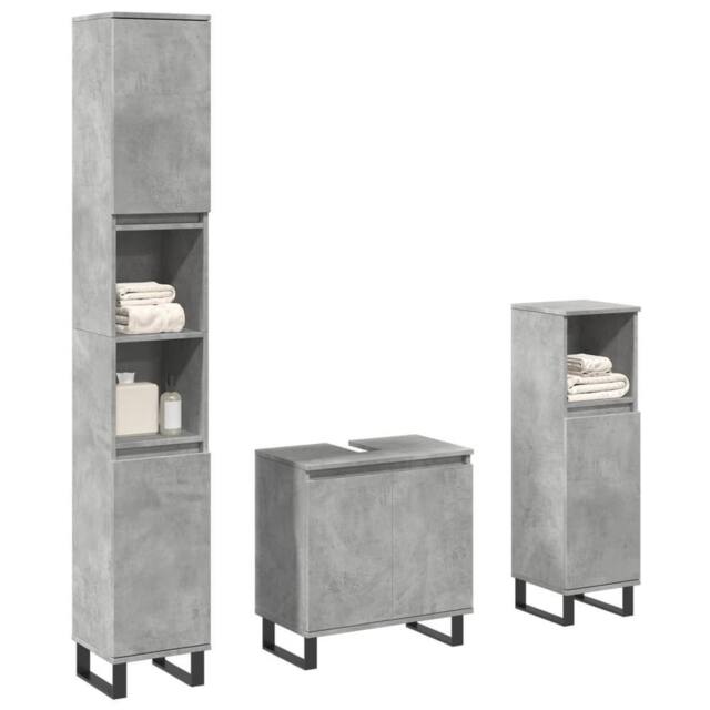 Berkfield Home 3 Piece Bathroom Furniture Set Concrete Grey Engineered Wood - image 1