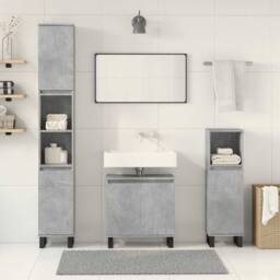 Berkfield Home 3 Piece Bathroom Furniture Set Concrete Grey Engineered Wood - thumbnail 3