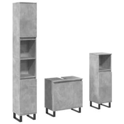 Berkfield Home 3 Piece Bathroom Furniture Set Concrete Grey Engineered Wood - thumbnail 2