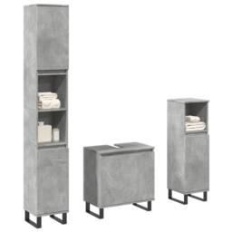 Berkfield Home 3 Piece Bathroom Furniture Set Concrete Grey Engineered Wood - thumbnail 1