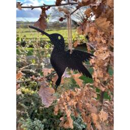 Poppyforge Hanging Hummingbird Garden Art (Pack of 3) - W22 x H15 cm - Black - thumbnail 2