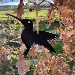 Poppyforge Hanging Hummingbird Garden Art (Pack of 3) - W22 x H15 cm - Black - thumbnail 3