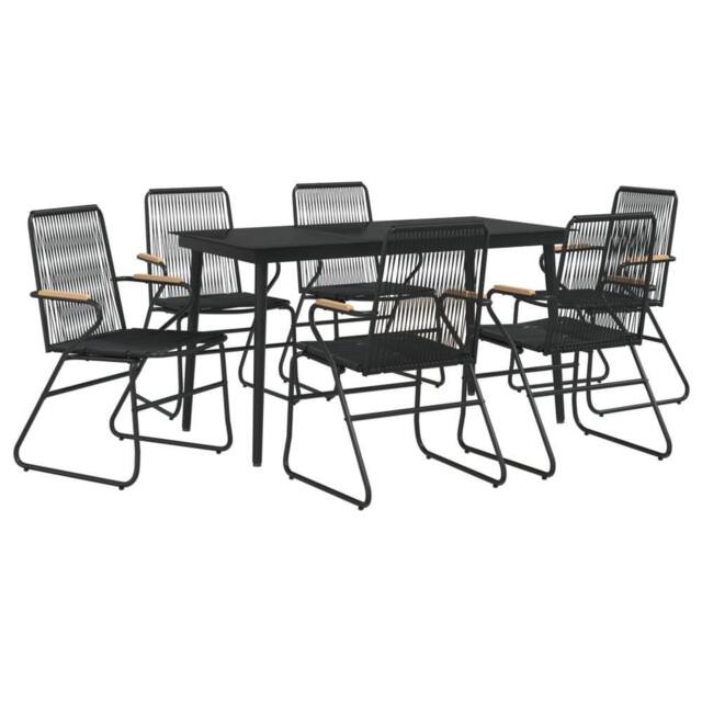 Berkfield Home Beautiful 7 Piece Garden Dining Set Black PVC Rattan - image 1