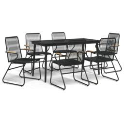 Berkfield Home Beautiful 7 Piece Garden Dining Set Black PVC Rattan - thumbnail 3