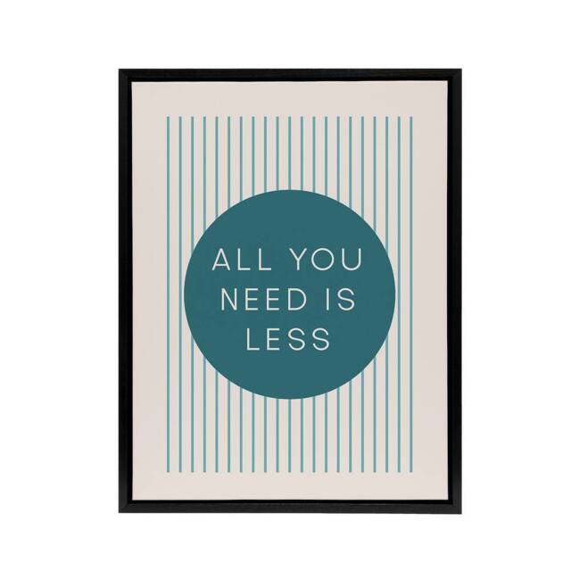 "Artery8 All You Need Is Less Circle Stripes Teal Simple Framed Canvas Art in Blue - Size: W12"" x H16""" - image 1