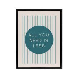 "Artery8 All You Need Is Less Circle Stripes Teal Simple Framed Canvas Art in Blue - Size: W12"" x H16""" - thumbnail 1