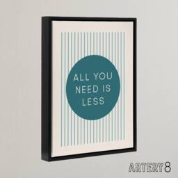 "Artery8 All You Need Is Less Circle Stripes Teal Simple Framed Canvas Art in Blue - Size: W12"" x H16""" - thumbnail 2