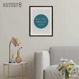 "Artery8 All You Need Is Less Circle Stripes Teal Simple Framed Canvas Art in Blue - Size: W12"" x H16""" - thumbnail 3