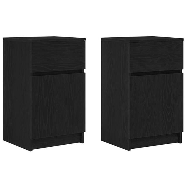 Berkfield Home Bedside Cabinets 2 pcs Black 39x35x65 cm Engineered Wood - Size: 39 x 35 x 65 cm - image 1