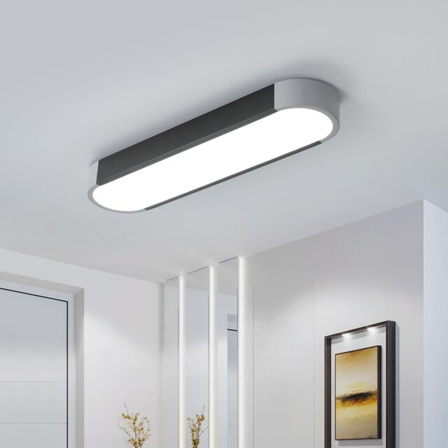 Garwarm 19 inchModern Linear Ceiling Light Acrylic LED Ceiling Lamp for Hallway Kitchen Dining Room Closet(39W/6500K/Black&Gray) in Black - image 1