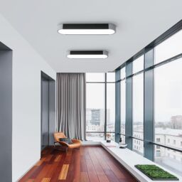 Garwarm 19 inchModern Linear Ceiling Light Acrylic LED Ceiling Lamp for Hallway Kitchen Dining Room Closet(39W/6500K/Black&Gray) in Black - thumbnail 4